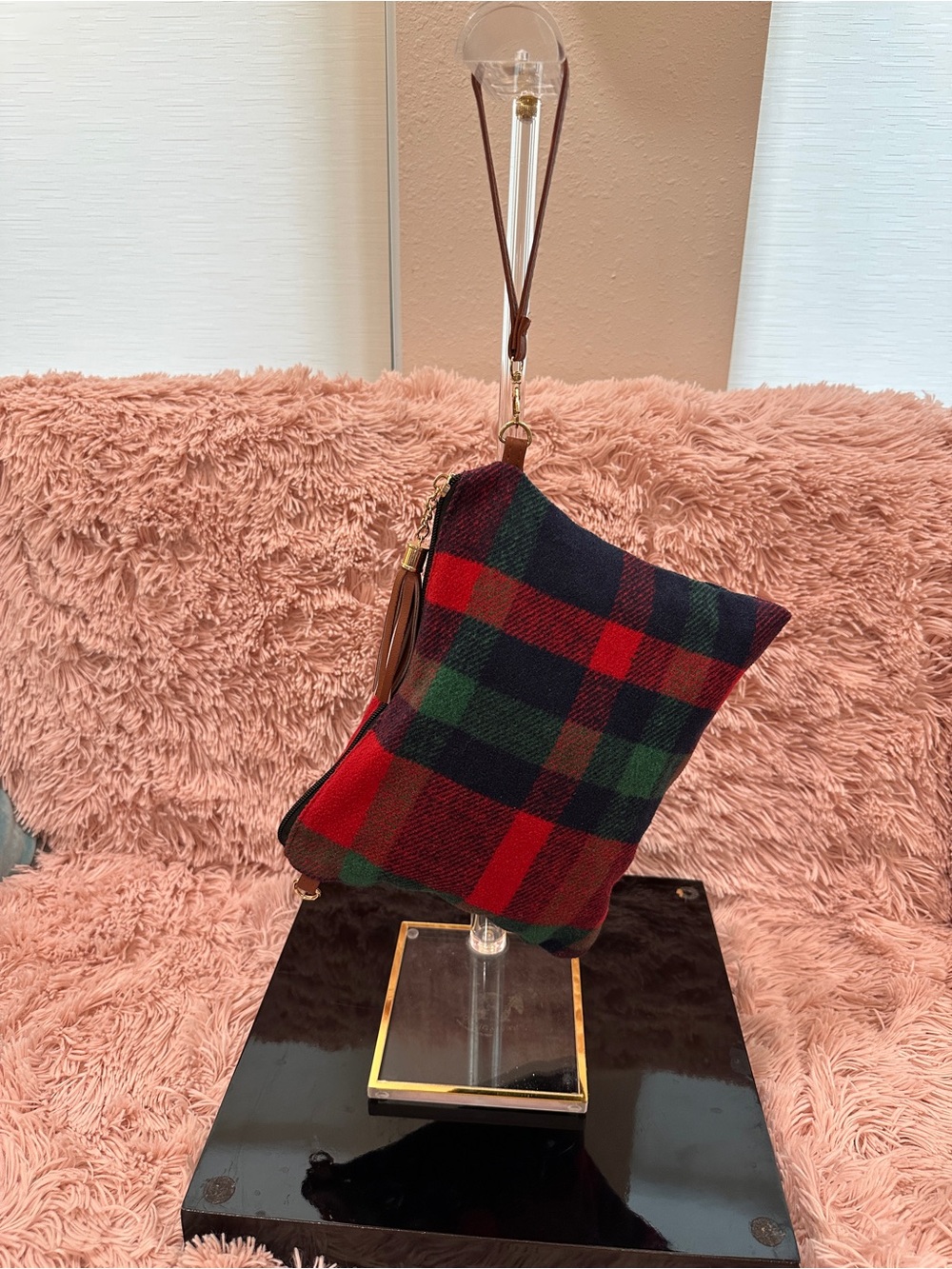 Plaid Wristlet Clutch - Red, Green & Navy
